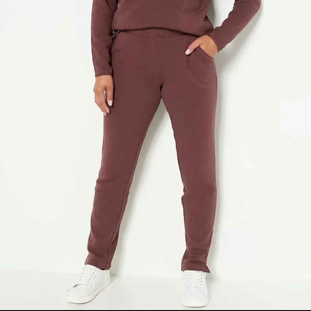 Denim & Co. Active Regular Lush Lined Pull-On Slim Straight Pants